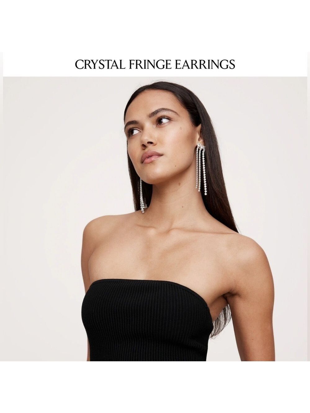 Banana Republic Crystal Fringe Rhinestone Prom Formal Earrings NEW